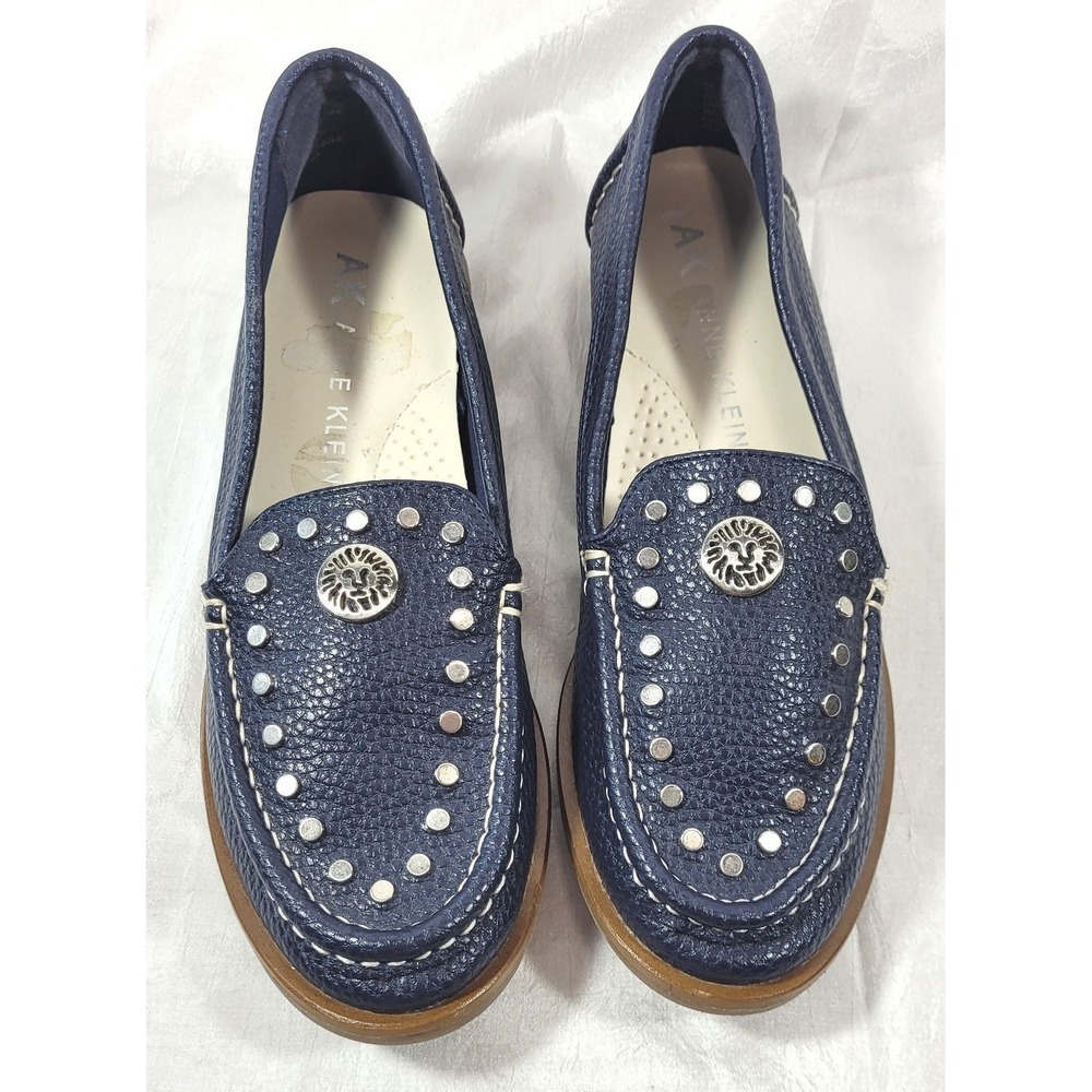 Anne‎ Klein Women's Iflex Aknarde Flat Loafer Slip-on Shoes - Navy Blue - 6.5M